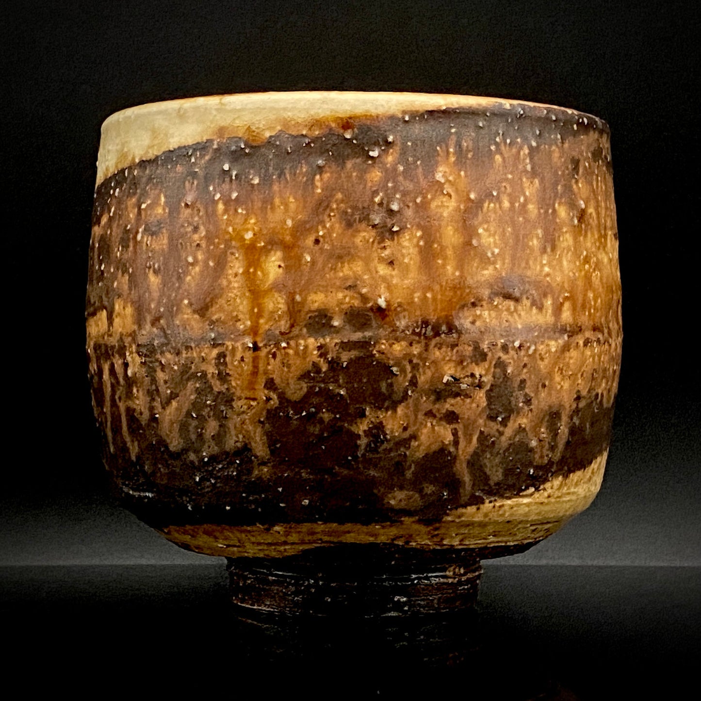Prize Winner of the Minister of Education Award, Artist Permanently Collected in the Museum of Fine Arts, Boston - Mitsuo Kano: Iron-painted Hakeme Cylindrical Teabowl / Rock Glass #307
