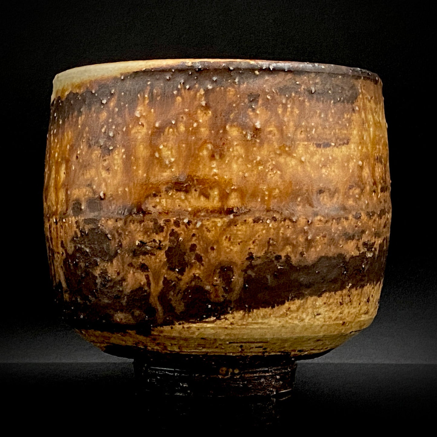 Prize Winner of the Minister of Education Award, Artist Permanently Collected in the Museum of Fine Arts, Boston - Mitsuo Kano: Iron-painted Hakeme Cylindrical Teabowl / Rock Glass #307