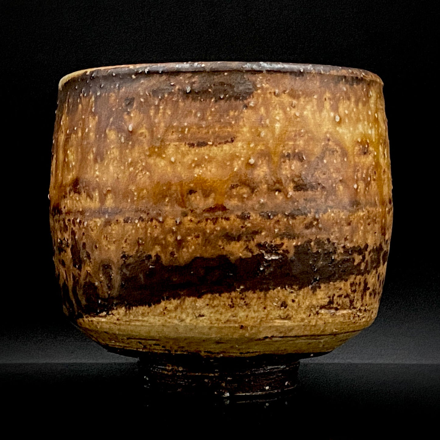 Prize Winner of the Minister of Education Award, Artist Permanently Collected in the Museum of Fine Arts, Boston - Mitsuo Kano: Iron-painted Hakeme Cylindrical Teabowl / Rock Glass #307