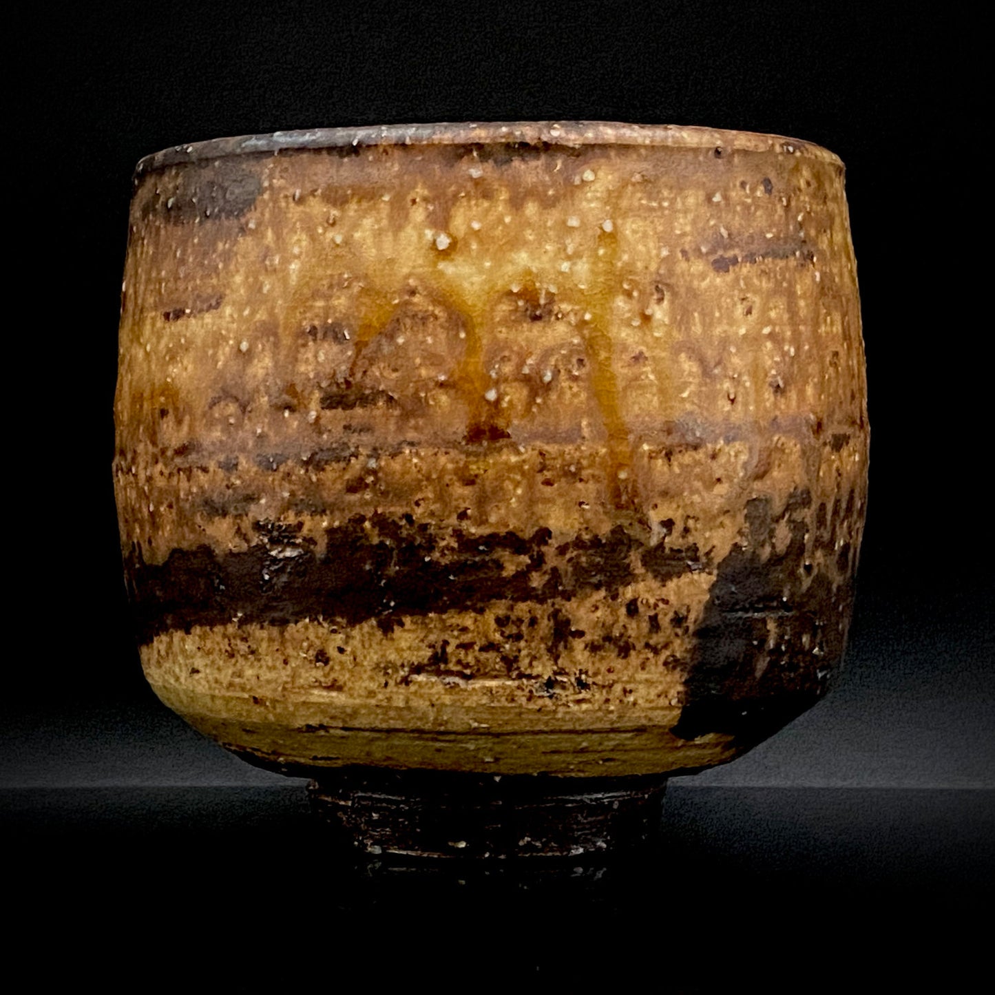 Prize Winner of the Minister of Education Award, Artist Permanently Collected in the Museum of Fine Arts, Boston - Mitsuo Kano: Iron-painted Hakeme Cylindrical Teabowl / Rock Glass #307