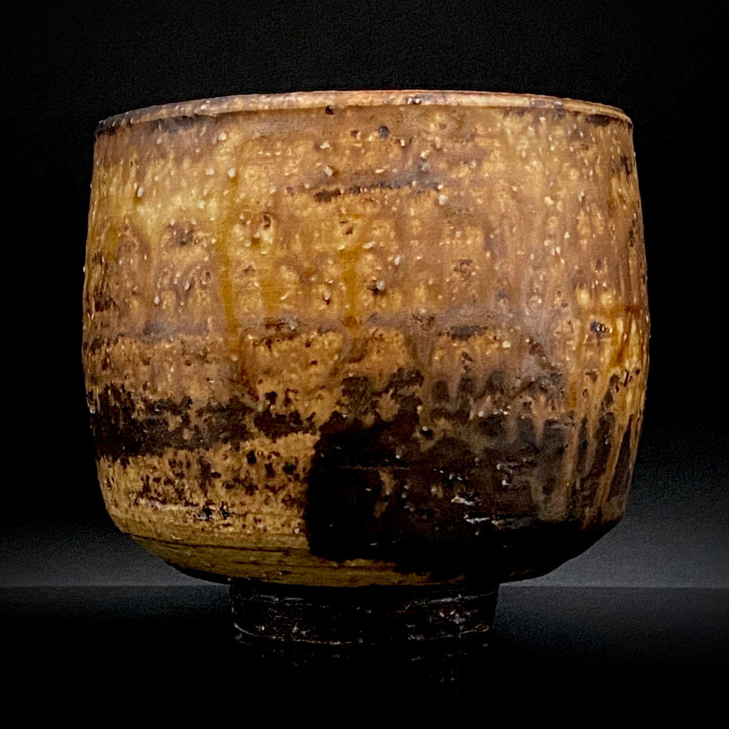 Prize Winner of the Minister of Education Award, Artist Permanently Collected in the Museum of Fine Arts, Boston - Mitsuo Kano: Iron-painted Hakeme Cylindrical Teabowl / Rock Glass #307