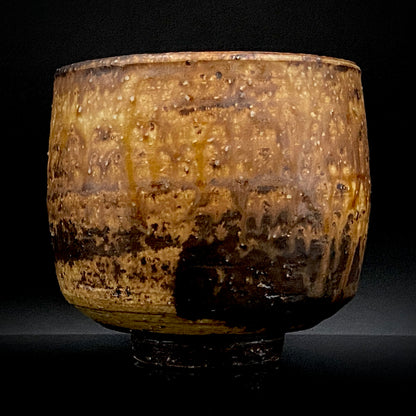 Prize Winner of the Minister of Education Award, Artist Permanently Collected in the Museum of Fine Arts, Boston - Mitsuo Kano: Iron-painted Hakeme Cylindrical Teabowl / Rock Glass #307