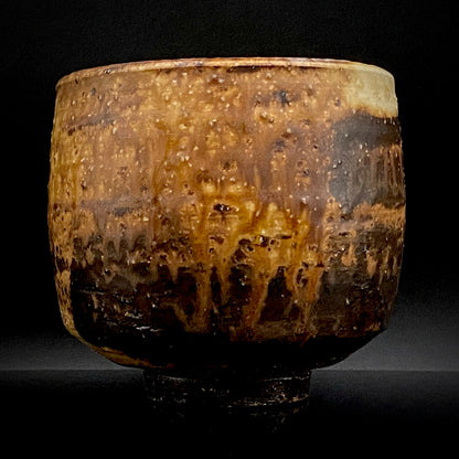 Prize Winner of the Minister of Education Award, Artist Permanently Collected in the Museum of Fine Arts, Boston - Mitsuo Kano: Iron-painted Hakeme Cylindrical Teabowl / Rock Glass #307