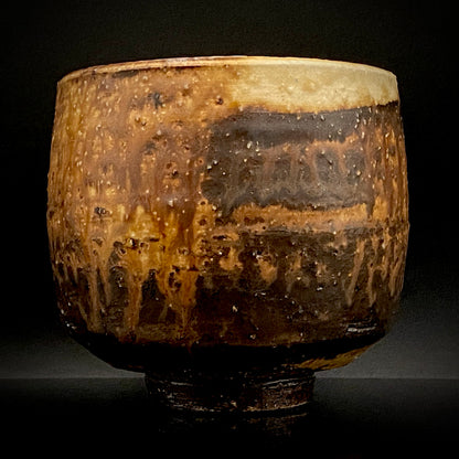 Prize Winner of the Minister of Education Award, Artist Permanently Collected in the Museum of Fine Arts, Boston - Mitsuo Kano: Iron-painted Hakeme Cylindrical Teabowl / Rock Glass #307