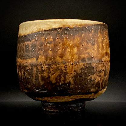 Prize Winner of the Minister of Education Award, Artist Permanently Collected in the Museum of Fine Arts, Boston - Mitsuo Kano: Iron-painted Hakeme Cylindrical Teabowl / Rock Glass #307