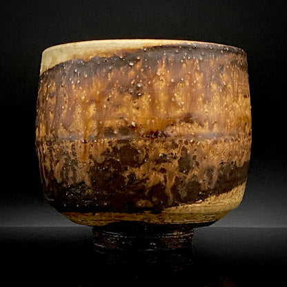 Prize Winner of the Minister of Education Award, Artist Permanently Collected in the Museum of Fine Arts, Boston - Mitsuo Kano: Iron-painted Hakeme Cylindrical Teabowl / Rock Glass #307