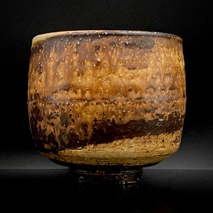 Prize Winner of the Minister of Education Award, Artist Permanently Collected in the Museum of Fine Arts, Boston - Mitsuo Kano: Iron-painted Hakeme Cylindrical Teabowl / Rock Glass #307
