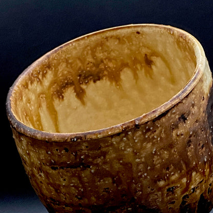 Prize Winner of the Minister of Education Award, Artist Permanently Collected in the Museum of Fine Arts, Boston - Mitsuo Kano: Iron-painted Hakeme Cylindrical Teabowl / Rock Glass #307