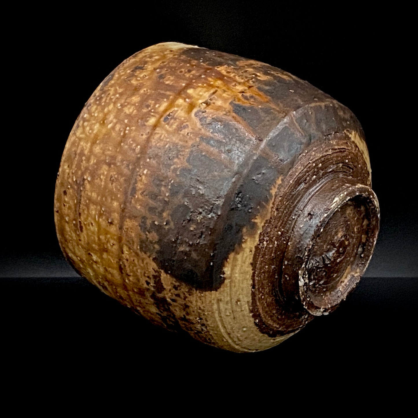 Prize Winner of the Minister of Education Award, Artist Permanently Collected in the Museum of Fine Arts, Boston - Mitsuo Kano: Iron-painted Hakeme Cylindrical Teabowl / Rock Glass #307