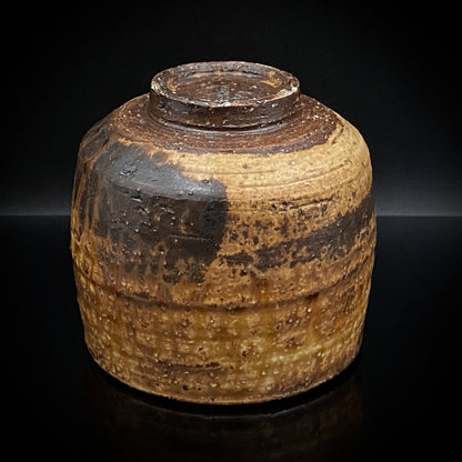 Prize Winner of the Minister of Education Award, Artist Permanently Collected in the Museum of Fine Arts, Boston - Mitsuo Kano: Iron-painted Hakeme Cylindrical Teabowl / Rock Glass #307