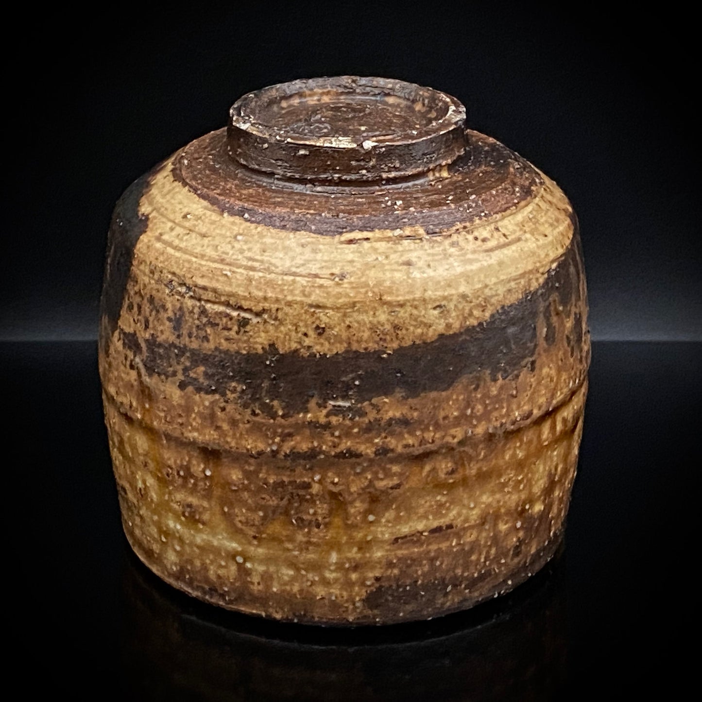 Prize Winner of the Minister of Education Award, Artist Permanently Collected in the Museum of Fine Arts, Boston - Mitsuo Kano: Iron-painted Hakeme Cylindrical Teabowl / Rock Glass #307