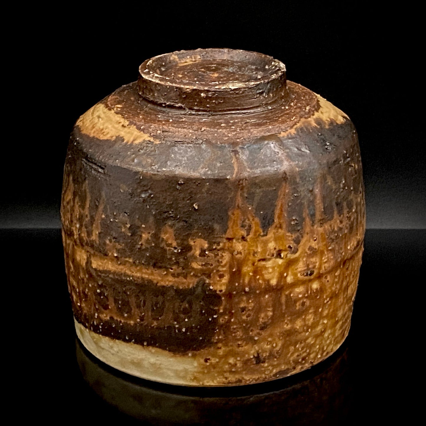 Prize Winner of the Minister of Education Award, Artist Permanently Collected in the Museum of Fine Arts, Boston - Mitsuo Kano: Iron-painted Hakeme Cylindrical Teabowl / Rock Glass #307