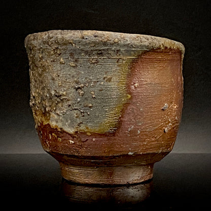 フランクフルト美術館収蔵作家 高原 昌治 作 備前焼 窯変胡麻灰被り酒呑 二大重要無形文化財保持者師事作品 #328