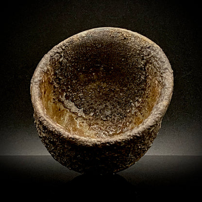 フランクフルト美術館収蔵作家 高原 昌治 作 備前焼 窯変胡麻灰被り酒呑 二大重要無形文化財保持者師事作品 #328