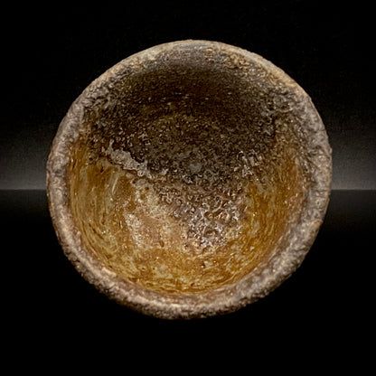 フランクフルト美術館収蔵作家 高原 昌治 作 備前焼 窯変胡麻灰被り酒呑 二大重要無形文化財保持者師事作品 #328
