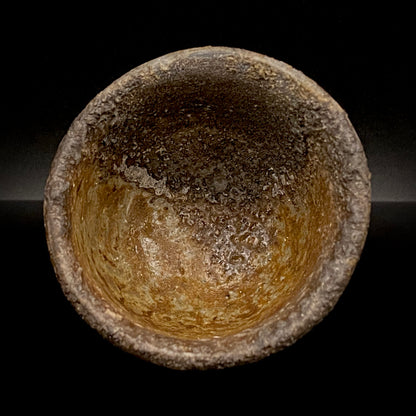 フランクフルト美術館収蔵作家 高原 昌治 作 備前焼 窯変胡麻灰被り酒呑 二大重要無形文化財保持者師事作品 #328