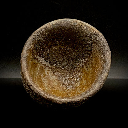 フランクフルト美術館収蔵作家 高原 昌治 作 備前焼 窯変胡麻灰被り酒呑 二大重要無形文化財保持者師事作品 #328