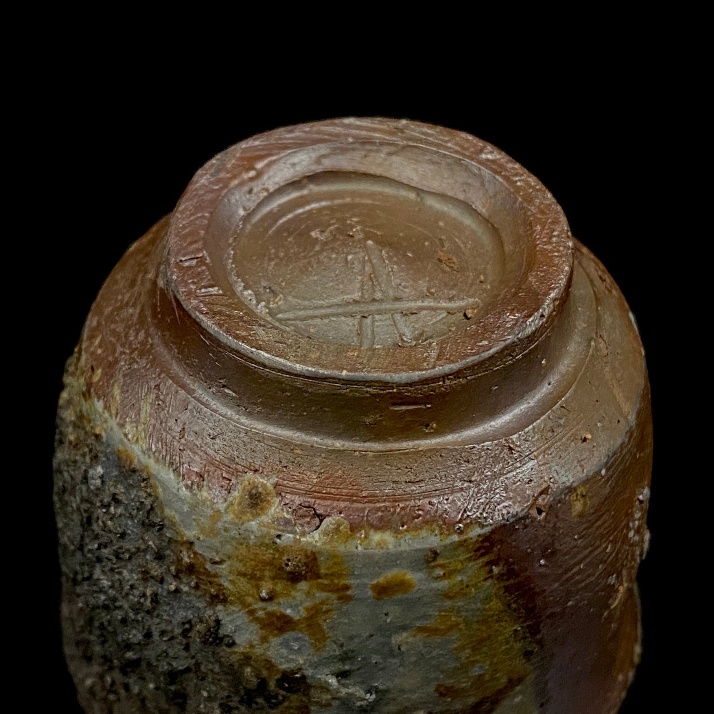 フランクフルト美術館収蔵作家 高原 昌治 作 備前焼 窯変胡麻灰被り酒呑 二大重要無形文化財保持者師事作品 #328