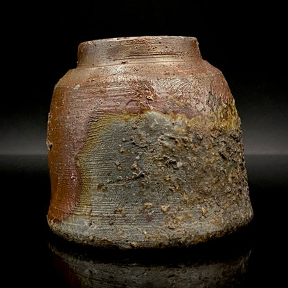 フランクフルト美術館収蔵作家 高原 昌治 作 備前焼 窯変胡麻灰被り酒呑 二大重要無形文化財保持者師事作品 #328