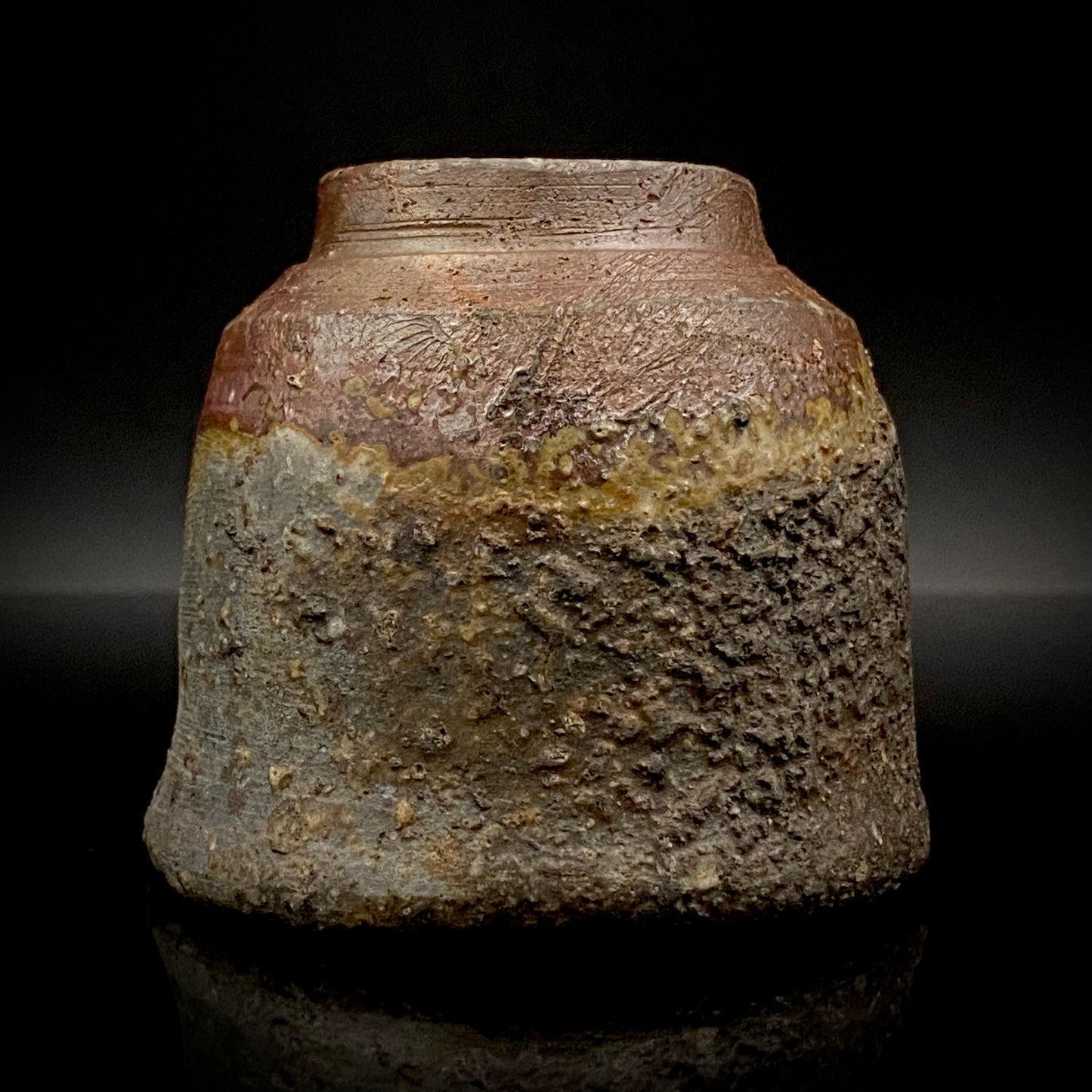 フランクフルト美術館収蔵作家 高原 昌治 作 備前焼 窯変胡麻灰被り酒呑 二大重要無形文化財保持者師事作品 #328
