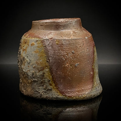 フランクフルト美術館収蔵作家 高原 昌治 作 備前焼 窯変胡麻灰被り酒呑 二大重要無形文化財保持者師事作品 #328