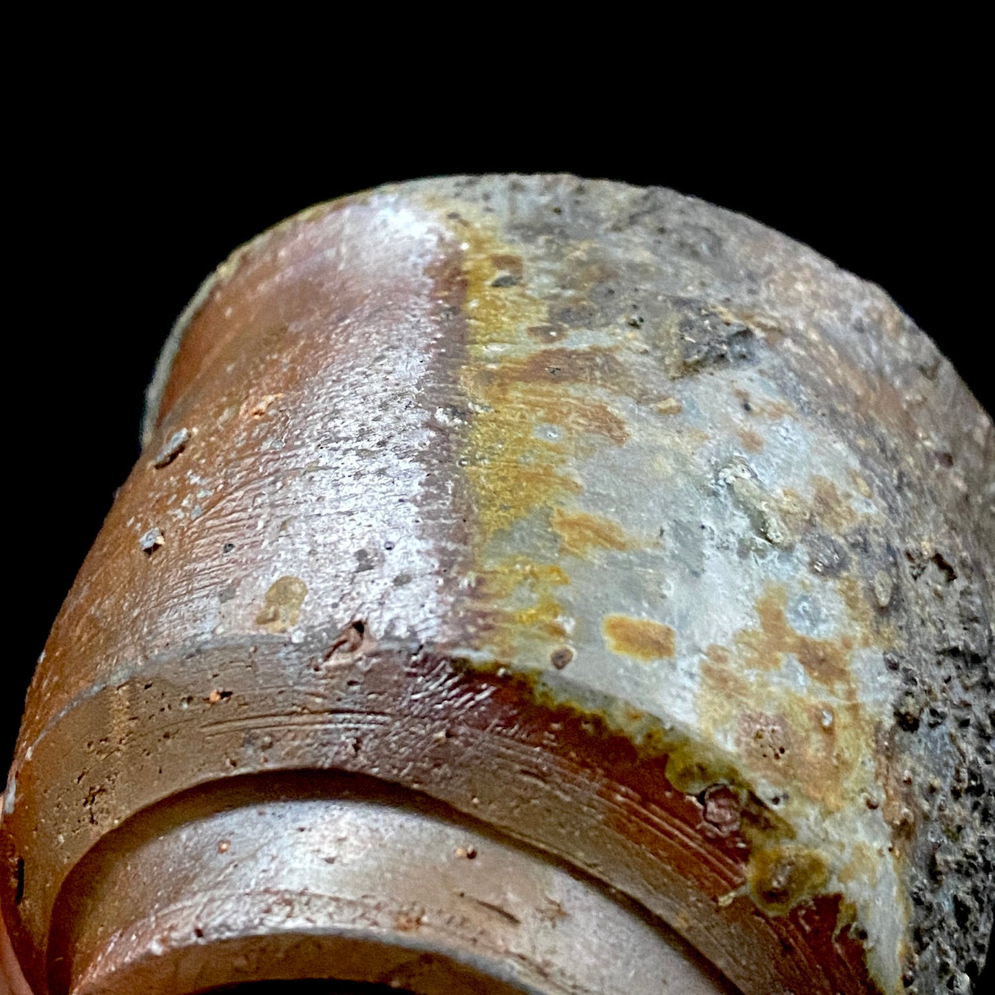 フランクフルト美術館収蔵作家 高原 昌治 作 備前焼 窯変胡麻灰被り酒呑 二大重要無形文化財保持者師事作品 #328